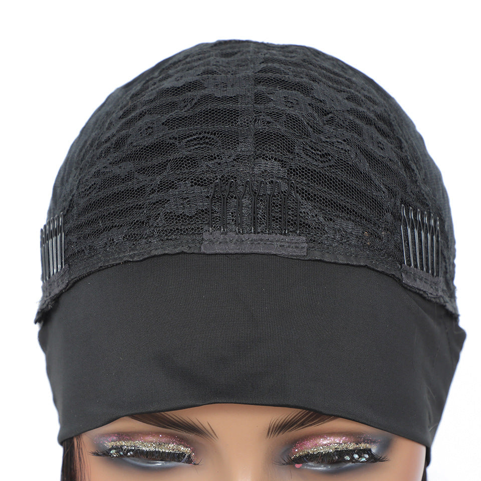 Human hair straight bob headband wig with smooth strands and natural-looking volume