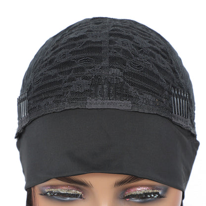 Human hair straight bob headband wig with smooth strands and natural-looking volume