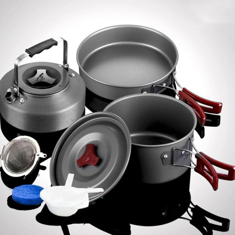 Picnic cookware set camping pot with compact nesting design for outdoor cooking