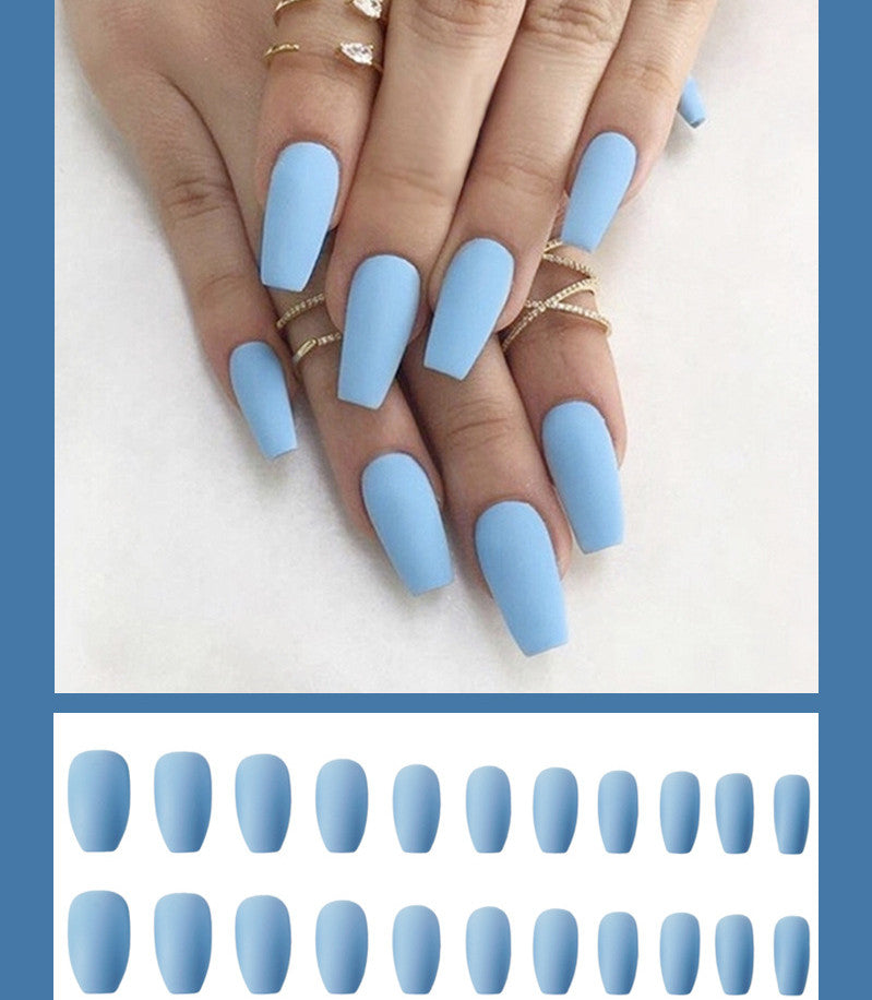 Frosted ballet fake nails by My Store, soft pink sculpted finish and elegant tapered shape