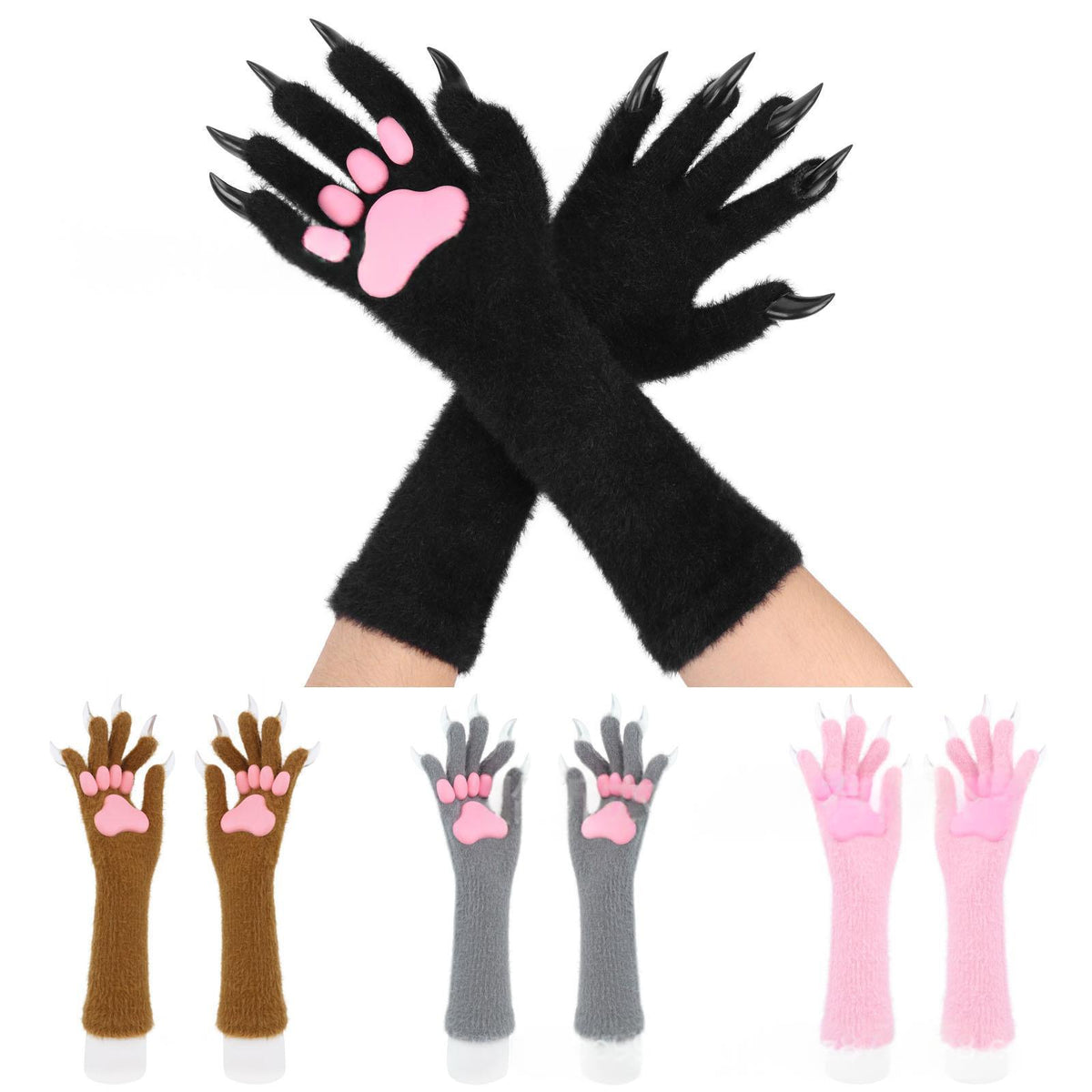Halloween silicone meat mat long gloves in black, textured heat-resistant cooking gloves for kitchen use