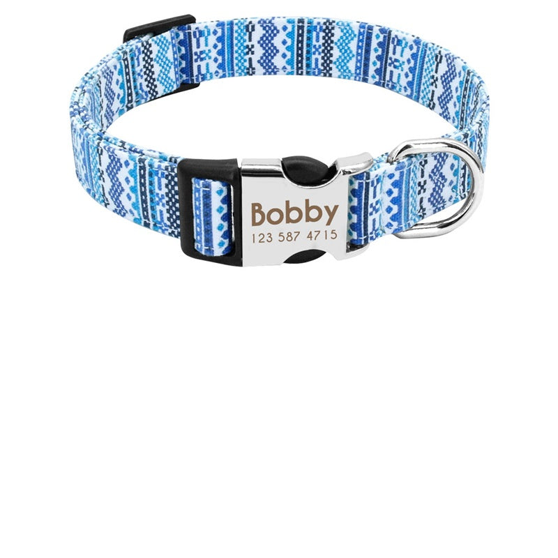 Custom dog collar with dog tag, adjustable pet neck strap in black and silver my store seven