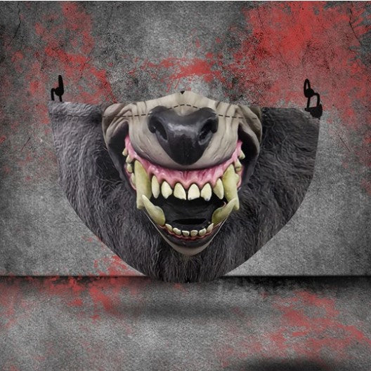 Explosive Halloween masks in a spooky design, displayed as a set of costume accessories