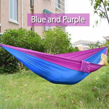 Portable nylon parachute double backpacking hammock for outdoor camping and hiking