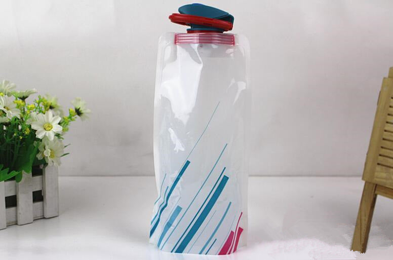 Outdoor folding drinking bag, portable collapsible water pouch for hiking and camping