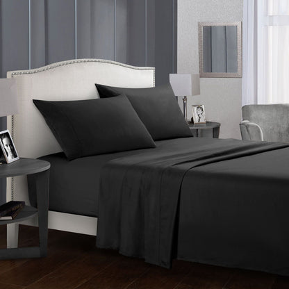 Four-piece bed sheet set by My Store in a coordinated design, showing fitted sheet, flat sheet, and pillowcases