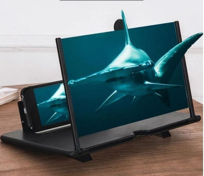 Amplificateur de téléphone portable pliable, vue du produit ouvert et prêt à l’emploi