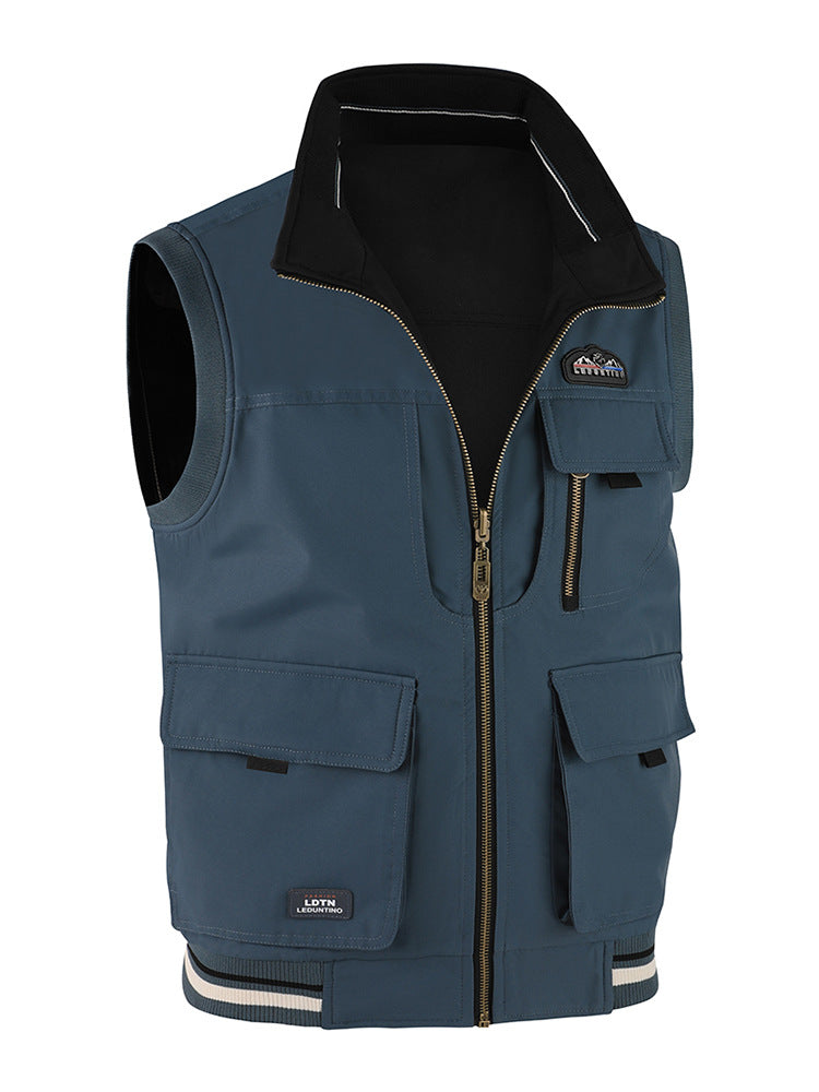 Men's spring autumn double-sided reversible vest, wearable on either side