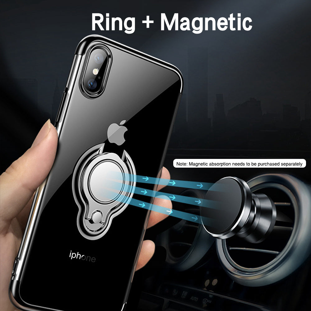 Magnetic ring mobile phone case holder compatible with smartphones, black####