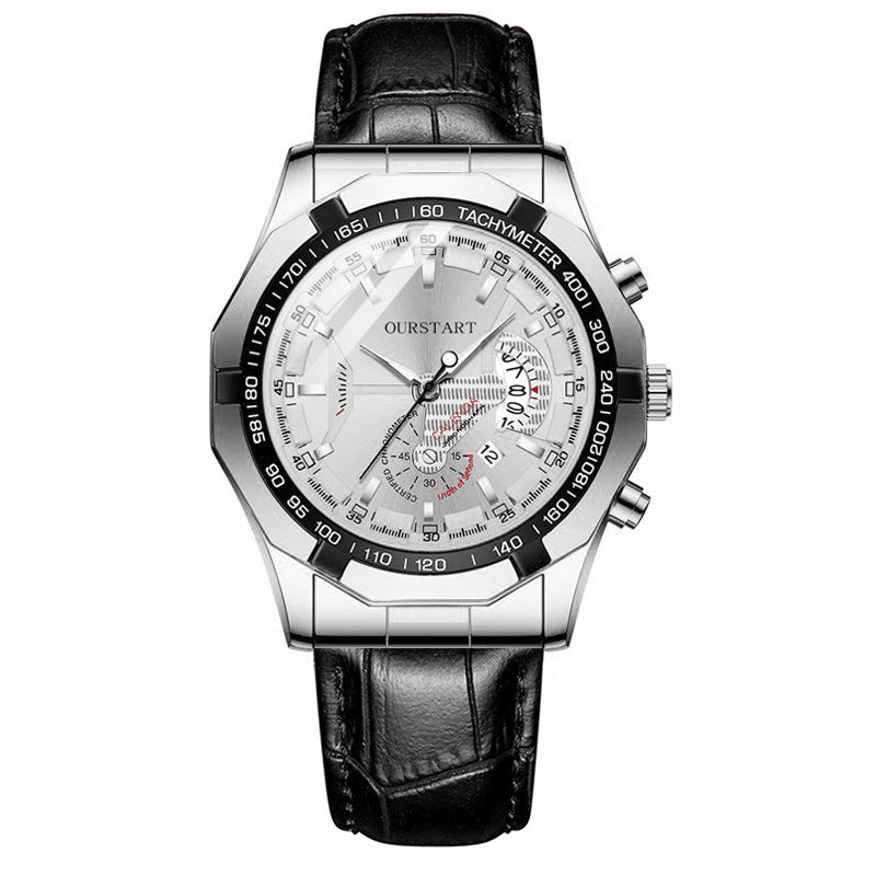 Men's non-mechanical business calendar watch with a classic design and date display