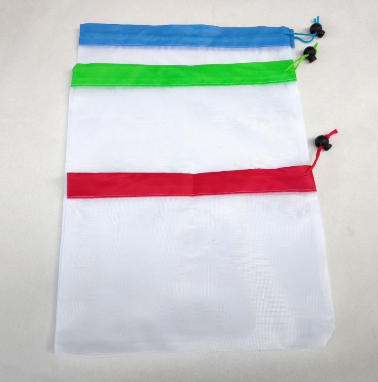 Fruit and vegetable multi-functional splicing beam mouth mesh bag set in assorted colors