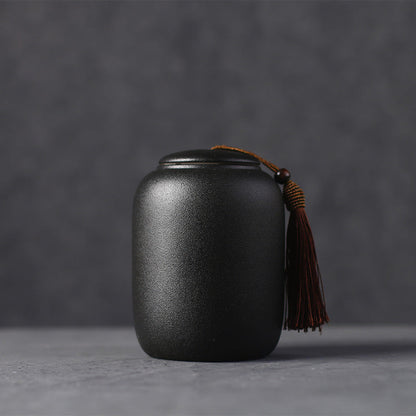 Ceramic sealed storage jar container with lid in a minimalist design