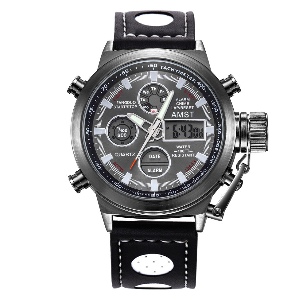 Retro minimalist men's electronic sports watch with stylish business casual design