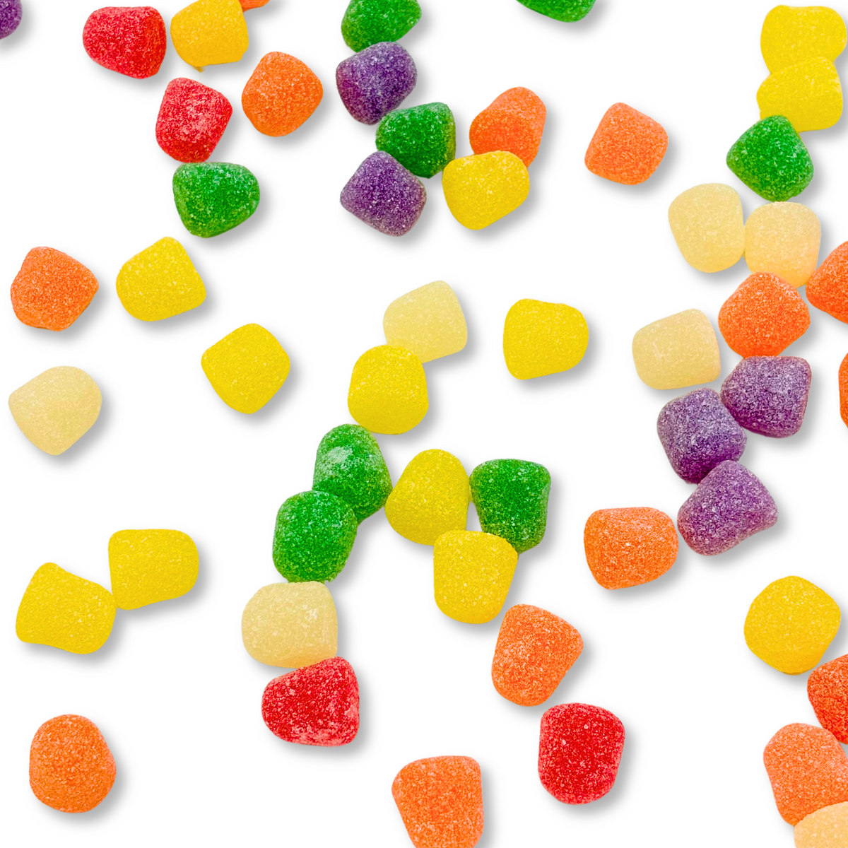 Assorted Sunrise Spice Drops gummy candies from Candy In Bulk in a bulk value bag, colorful spice-flavored gummy candies.