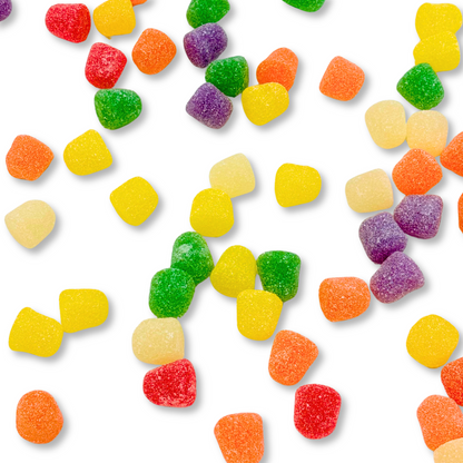 Assorted Sunrise Spice Drops gummy candies from Candy In Bulk in a bulk value bag, colorful spice-flavored gummy candies.
