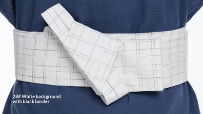 Japanese-style cotton kimono yukata pre-tied waist belt in a traditional obi design