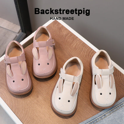 Children's small leather shoes with non-slip soft soles, cute princess cartoon design for girls