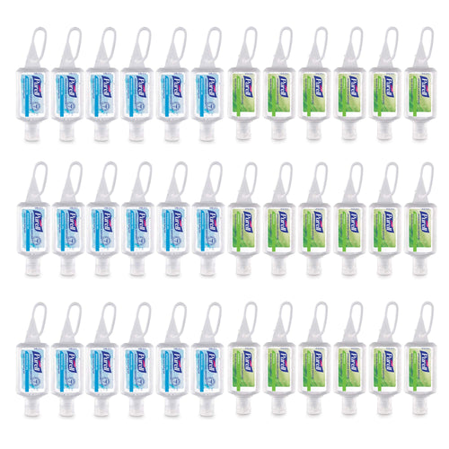 Purell Advanced Hand Sanitizer travel size flip cap bottles from BackupMyFilesNow with natural and refreshing gel, packed in a jelly wrap carrier