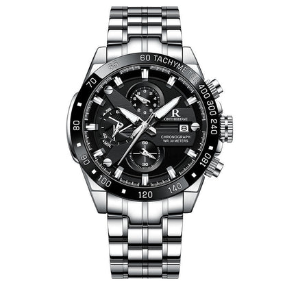 Simple men's water-resistant quartz watch with minimalist dial and classic wristwatch design