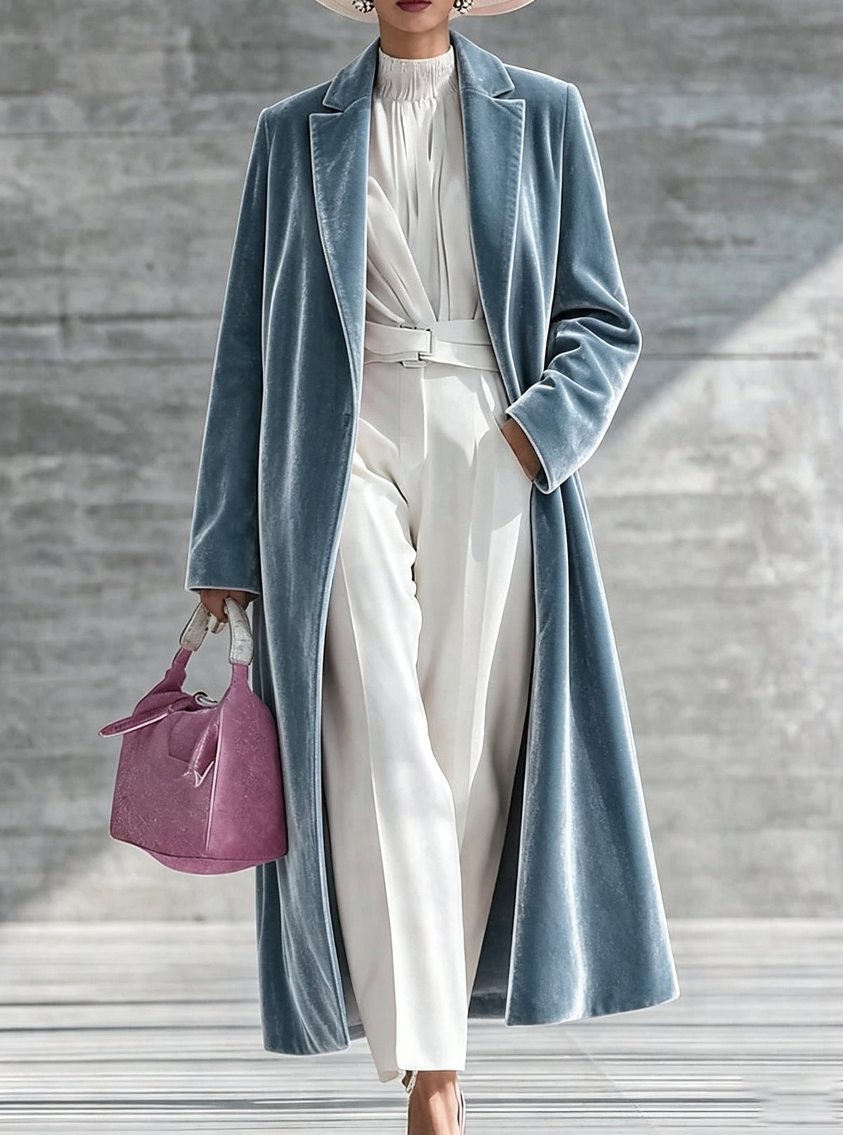 Women's V-neck over-the-knee velvet coat by My Store
