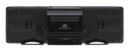 Naxa MP3/CD bass reflex boombox with Bluetooth connectivity, featuring built-in speakers and control panel on top.