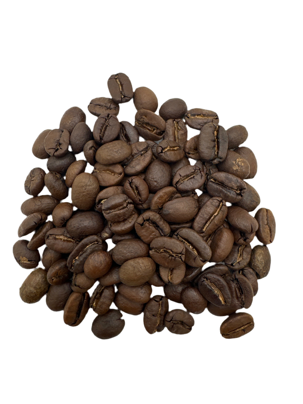 Dark roasted Neapolitan Espresso Blend coffee by Good Brothers Coffee LLC. in a bag with rich coffee beans visible.
