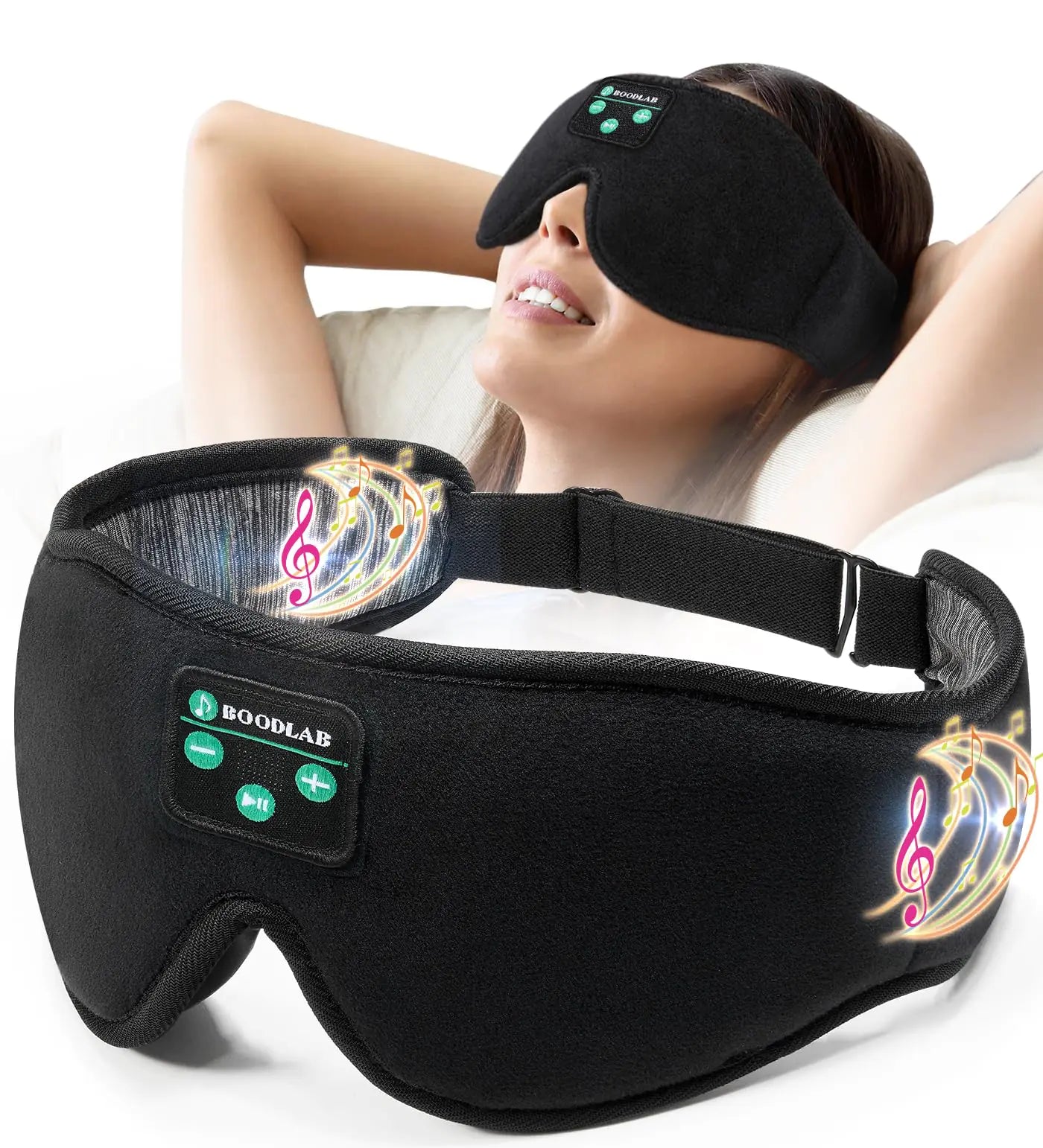 Bluetooth Sleep Mask Boodlab Sleep Mask with Bluetooth Headphones Sleeping Headphones for Side Sleepers Travel Yoga Cool Tech Gadgets Unique Gift for Valentines Mothers Day Birthday Christmas