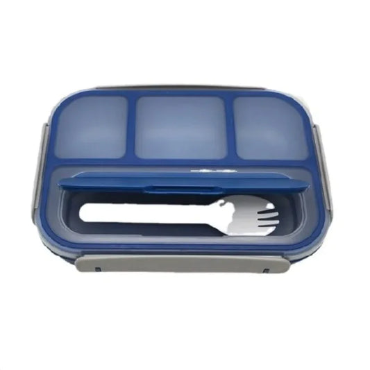 1.3L Kids Bento Box by backupmyfilesnow with multiple compartments and a secure leak-proof lid, featuring a fork and space for on-the-go meals.