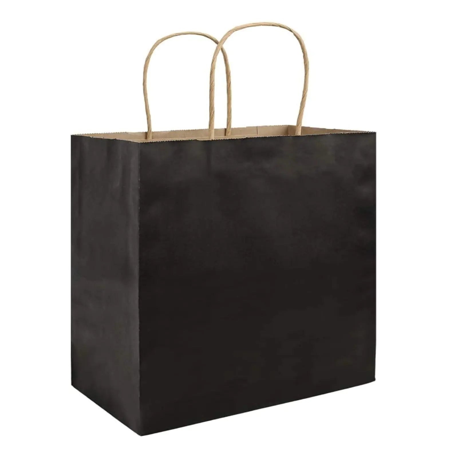 COGLARING 100Pcs 11x5.9x11 Gift Bags Black Kraft Paper Bag with Handles Bulk for Favor Grocery Retail Party Birthday Shopping Business