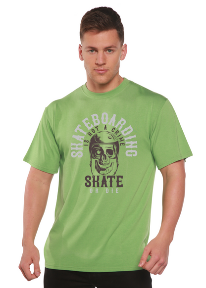 Men's skateboarding graphic T-shirt by Spun Bamboo, short sleeve with bamboo viscose and organic cotton, featuring a printed design.