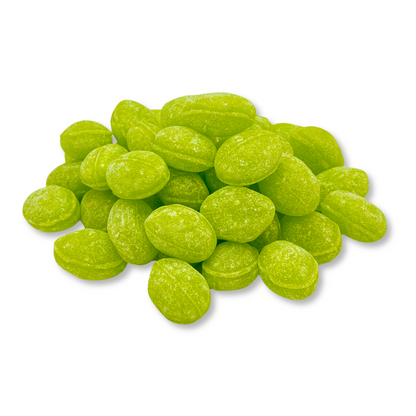 Claeys Green Apple Sanded Drops hard candy in bulk, colorful green apple flavored confection from Candy In Bulk.