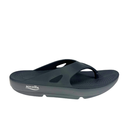 Men's Sovella Active Recovery Sandals by Lucky Feet Shoes in dark grey with thong design, designed for comfort and recovery.