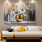 Gold abstract wall art canvas featuring a magnolia bloom design by Tailored Canvases.