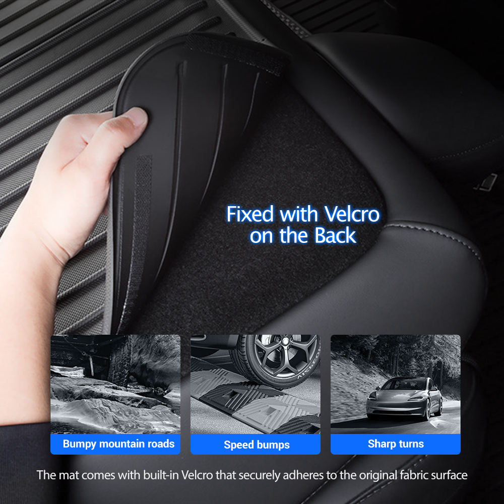 Tesla Model 3 Highland trunk mat with backrest mat by TESERY, durable interior cargo liner for vehicle protection.