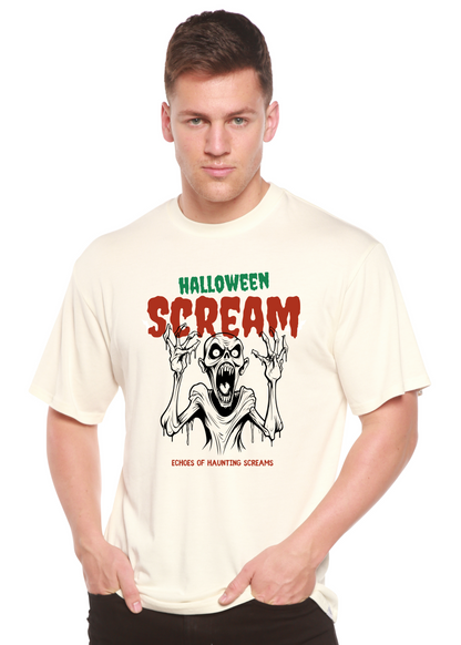 Spun Bamboo Halloween Scream men's short sleeve graphic T-shirt with spooky design in bamboo viscose and organic cotton fabric.