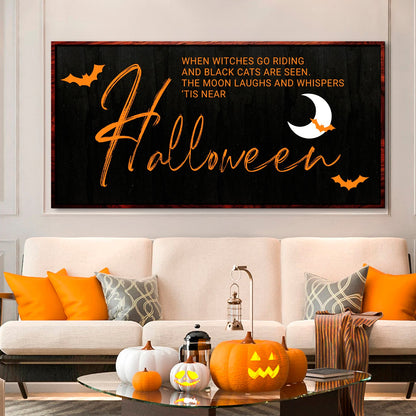Halloween wall sign canvas featuring witches design by Tailored Canvases, perfect for spooky Halloween home decor.