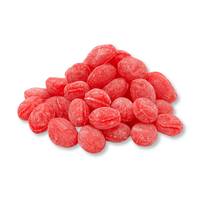 Claeys Wild Cherry Sanded Drops Hard Candy from Candy In Bulk, showing colorful cherry-flavored candies in a bulk value bag