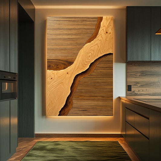 Wood Rift Wall Art canvas by Tailored Canvases featuring rustic wood grain and textured abstract design for home decor.