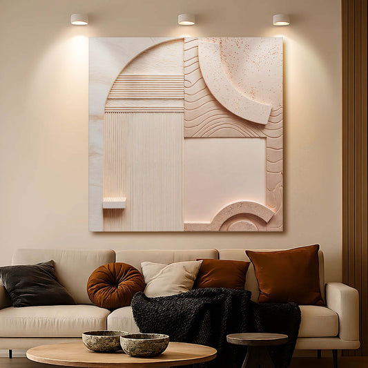 Minimalist peach-colored clay wall art on canvas by Tailored Canvases, featuring a simple, modern design for contemporary decor.