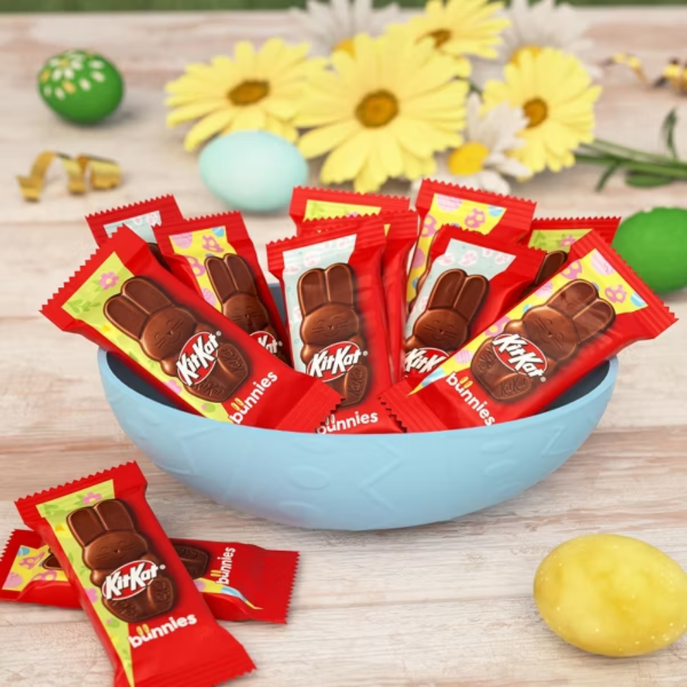 Milk chocolate KitKat Bunnies with crispy wafer inside, perfect for Easter, in a bulk value bag by Candy In Bulk.