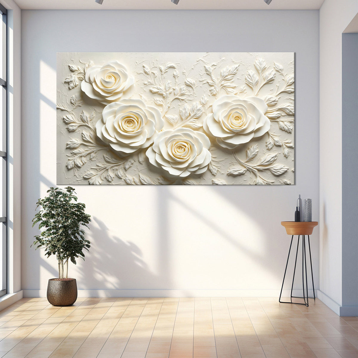 Abstract floral canvas wall art by Tailored Canvases featuring vibrant, colorful floral and abstract design on textured canvas.