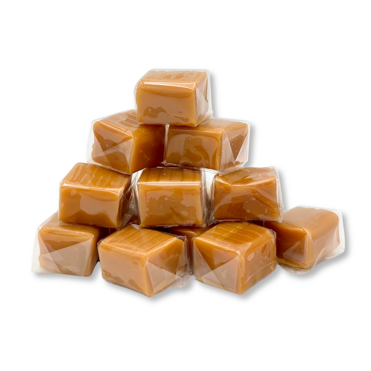Assorted vanilla caramel squares candy from Candy In Bulk, individually wrapped in a large bulk value bag.