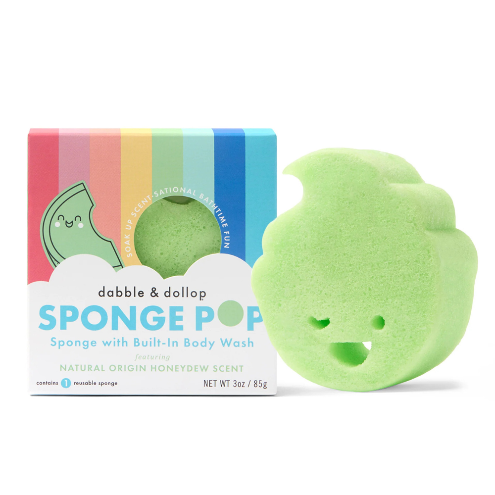 Honeydew Sponge Pop™ Kids Buffer by Spongellé, a body wash infused sponge designed for gentle cleansing and fun bath time.