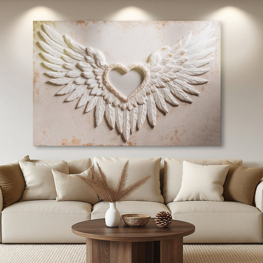 Abstract Wings of Love canvas wall art by Tailored Canvases featuring colorful wing design on a textured canvas surface.