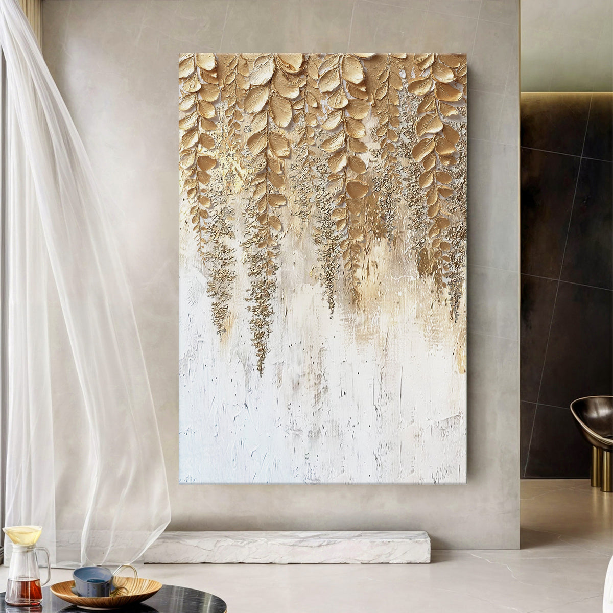 Golden Wisteria Wall Art
