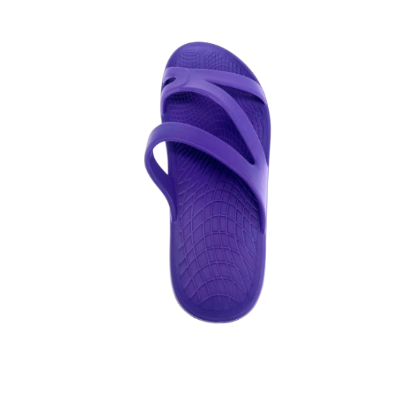 Purple Sovella Active Recovery Sandals for women by Lucky Feet Shoes, featuring a comfortable slide design and supportive straps.