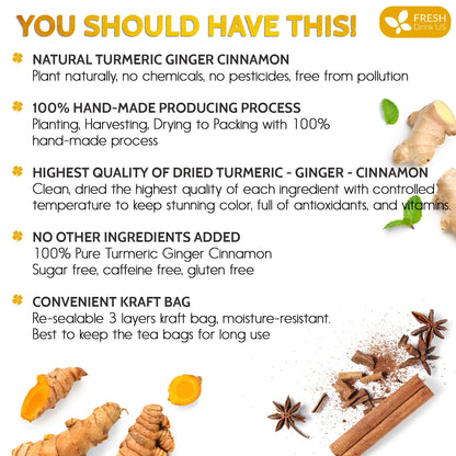 Turmeric, Ginger, Cinnamon Tea Bags
