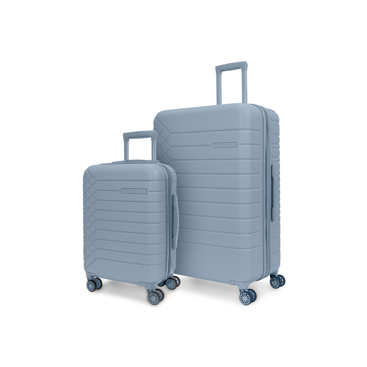 Blue Bugatti Collections Mecca 2-piece luggage set with hard shells and handles, designed for travel.