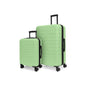 Bugatti Collections Mecca 2-piece luggage set with green hard-shell suitcases and spinner wheels, designed for travel durability and style.