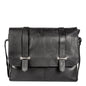 Black Colombia Messenger Bag by Bugatti Collections, featuring front view with adjustable strap and sleek design.